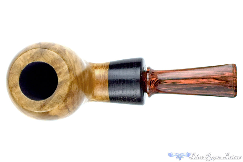 Blue Room Briars is proud to present this Tom Richard Pipe Olivewood Pear with Morta