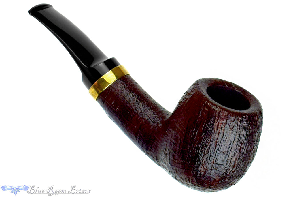 Blue Room Briars is proud to present this C. Martin Pipe by Chris Mattioda Bent Sandblast Billiard with Brass