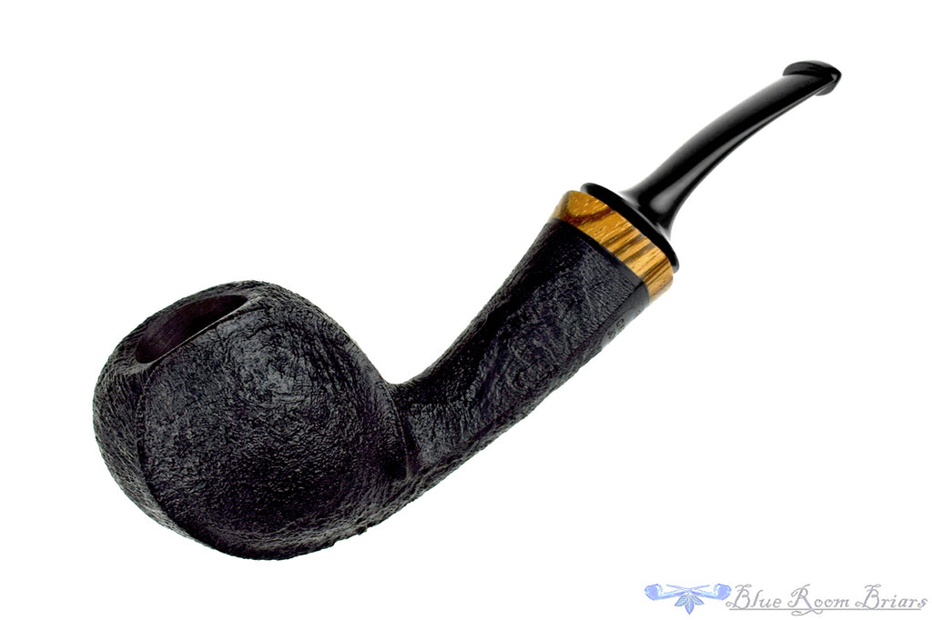 C Kent Joyce Bent Black Blast Blowfish with Zebrawood Estate Pipe