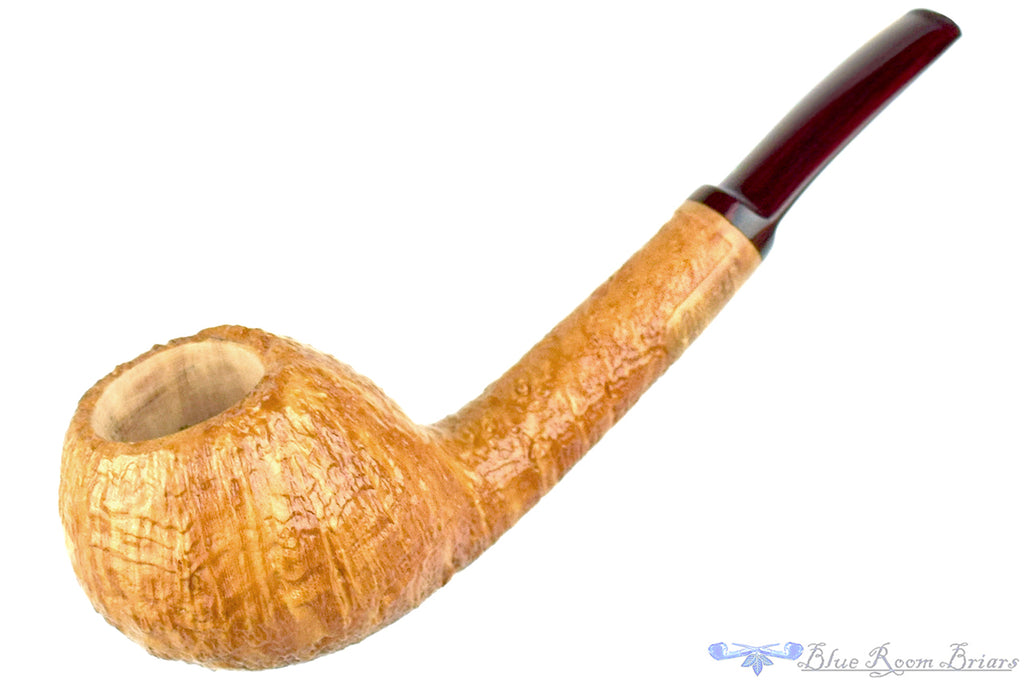 Blue Room Briars is proud to present this Chris Morgan Pipe Bent Sandblast Tomato with Brindle