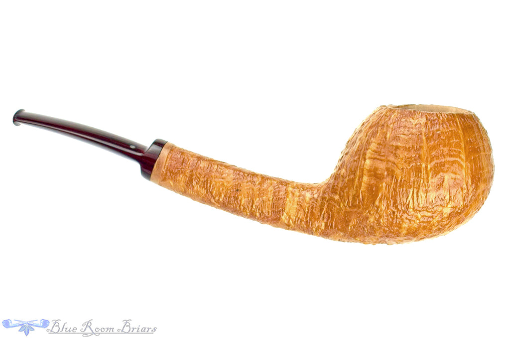 Blue Room Briars is proud to present this Chris Morgan Pipe Bent Sandblast Tomato with Brindle