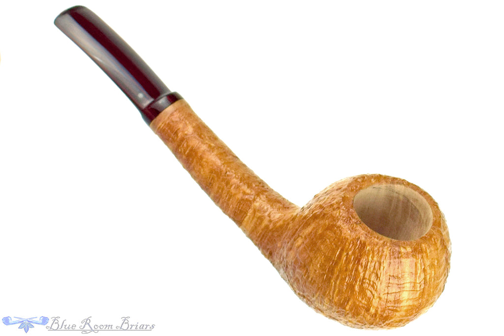 Blue Room Briars is proud to present this Chris Morgan Pipe Bent Sandblast Tomato with Brindle