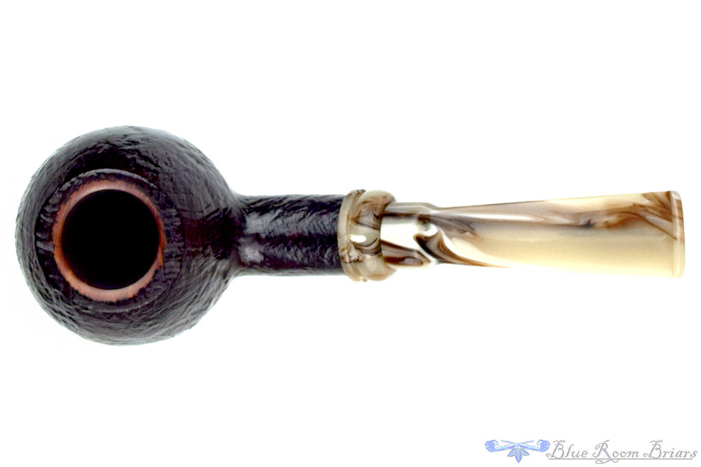 Blue Room Briars is proud to present this Neerup Bent Sandblast Tomato with Acrylic Estate Pipe