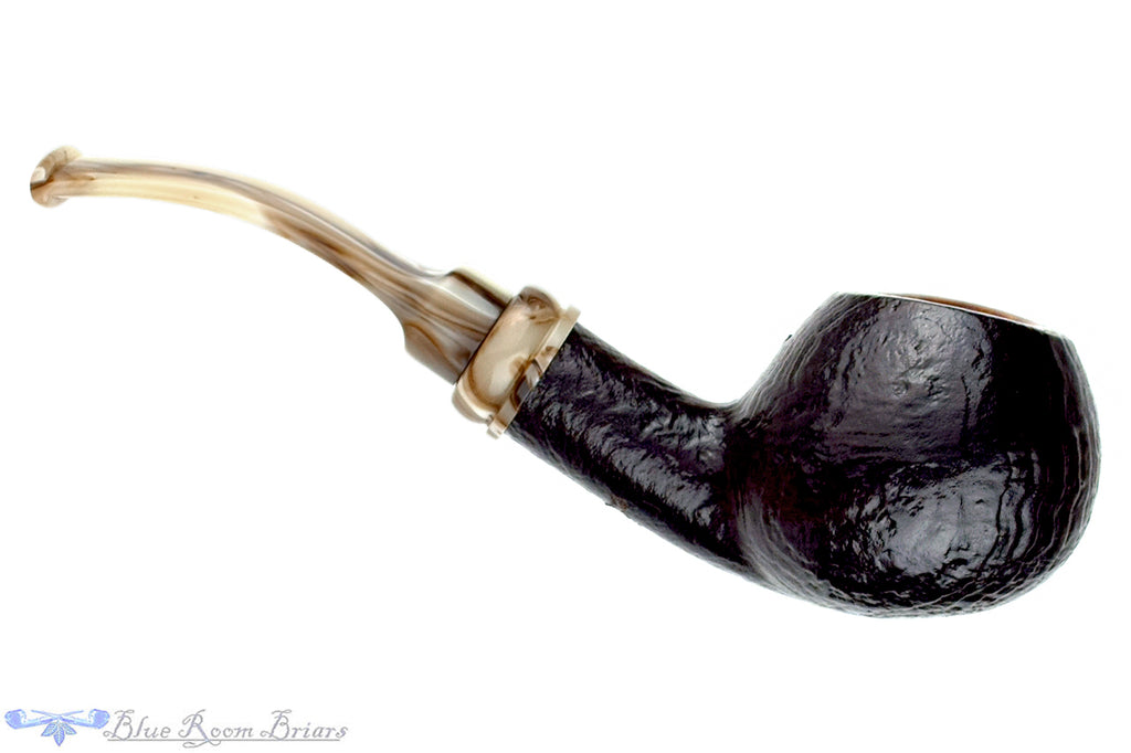 Blue Room Briars is proud to present this Neerup Bent Sandblast Tomato with Acrylic Estate Pipe