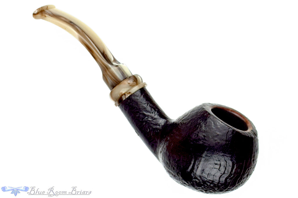 Blue Room Briars is proud to present this Neerup Bent Sandblast Tomato with Acrylic Estate Pipe