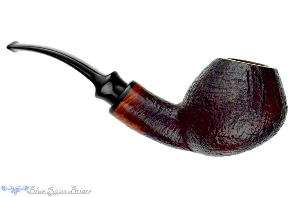 Blue Room Briars is proud to present this Karl Erik Handmade Bent Sandblast Tomato with Acrylic Estate Pipe