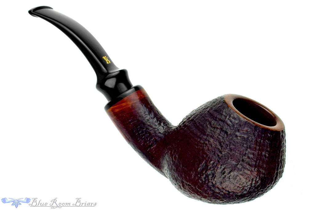 Blue Room Briars is proud to present this Karl Erik Handmade Bent Sandblast Tomato with Acrylic Estate Pipe