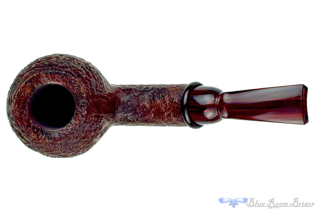 Blue Room Briars is proud to present this Bill Shalosky Pipe 808 Bent Sandblast Egg with Gaboon Ebony and Brindle