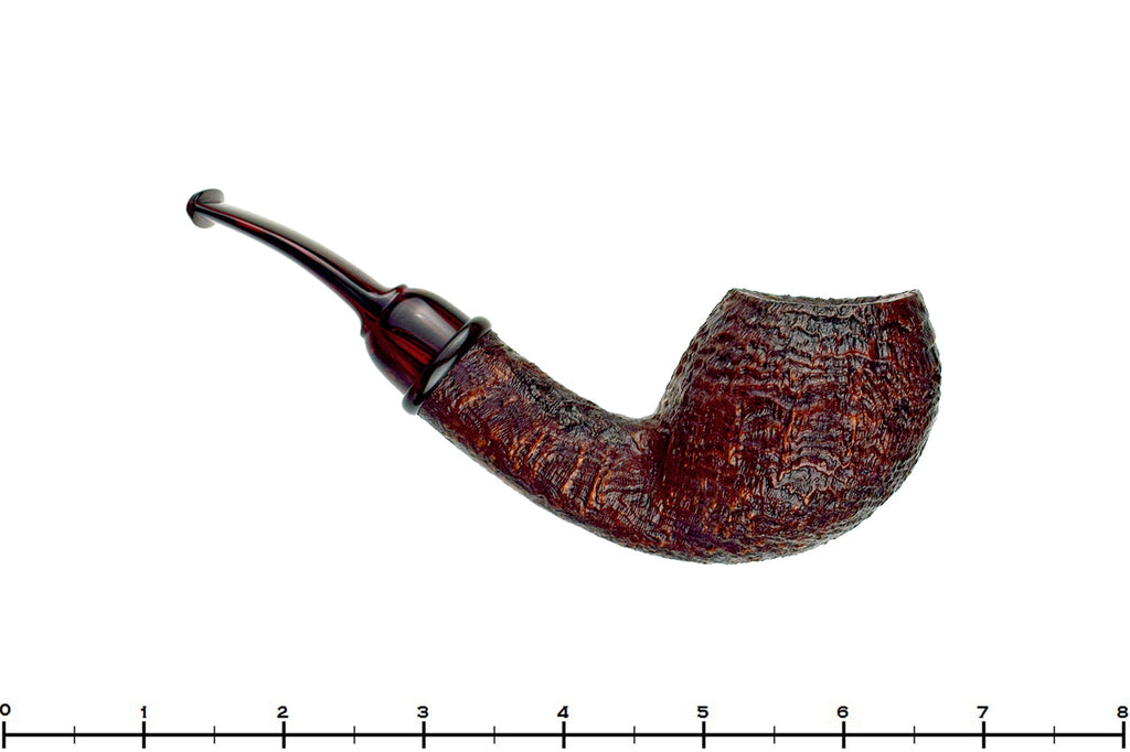 Blue Room Briars is proud to present this Bill Shalosky Pipe 808 Bent Sandblast Egg with Gaboon Ebony and Brindle