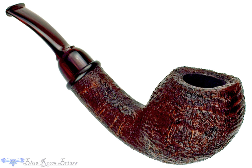 Blue Room Briars is proud to present this Bill Shalosky Pipe 808 Bent Sandblast Egg with Gaboon Ebony and Brindle