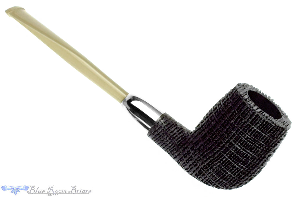 Yorgos Mitakidis Pipe 4725 Sandblast Morta Billiard with Silver and Military Mount