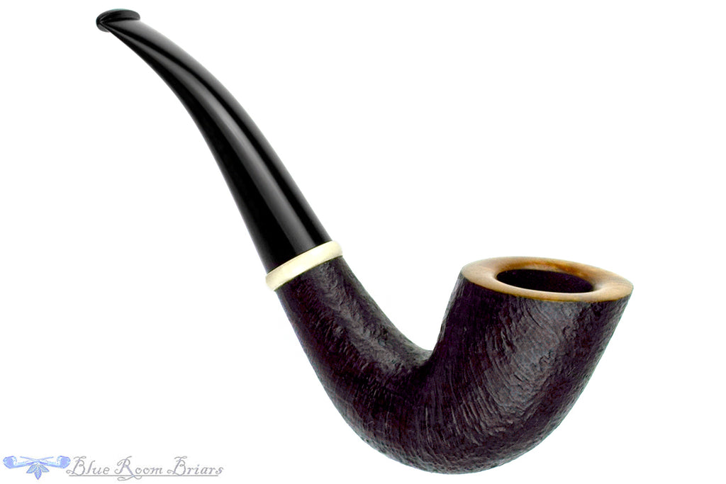 Blue Room Briars is proud to present this Charl Goussard Pipe Sandblast Bent Horn with Ivorite