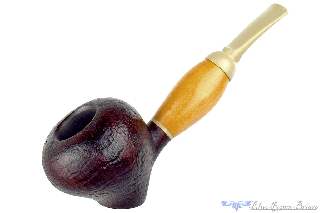 Blue Room Briars is proud to present this Marek Cikl Pipe Bent Sandblast Strawberry Sitter with Calabash Gourd Shank