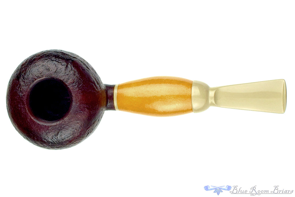 Blue Room Briars is proud to present this Marek Cikl Pipe Bent Sandblast Strawberry Sitter with Calabash Gourd Shank