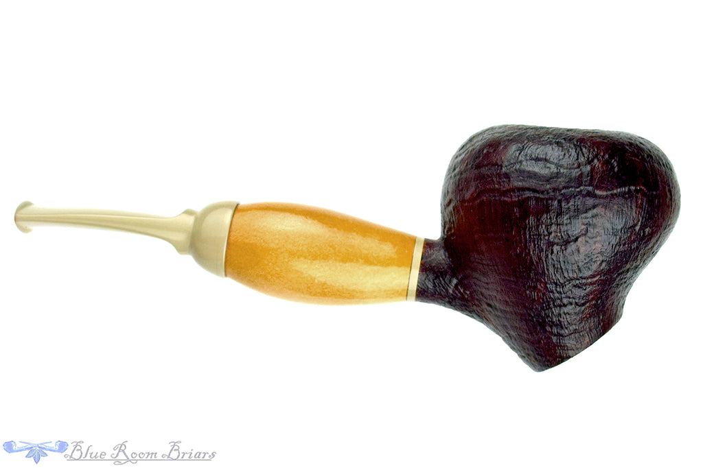 Blue Room Briars is proud to present this Marek Cikl Pipe Bent Sandblast Strawberry Sitter with Calabash Gourd Shank