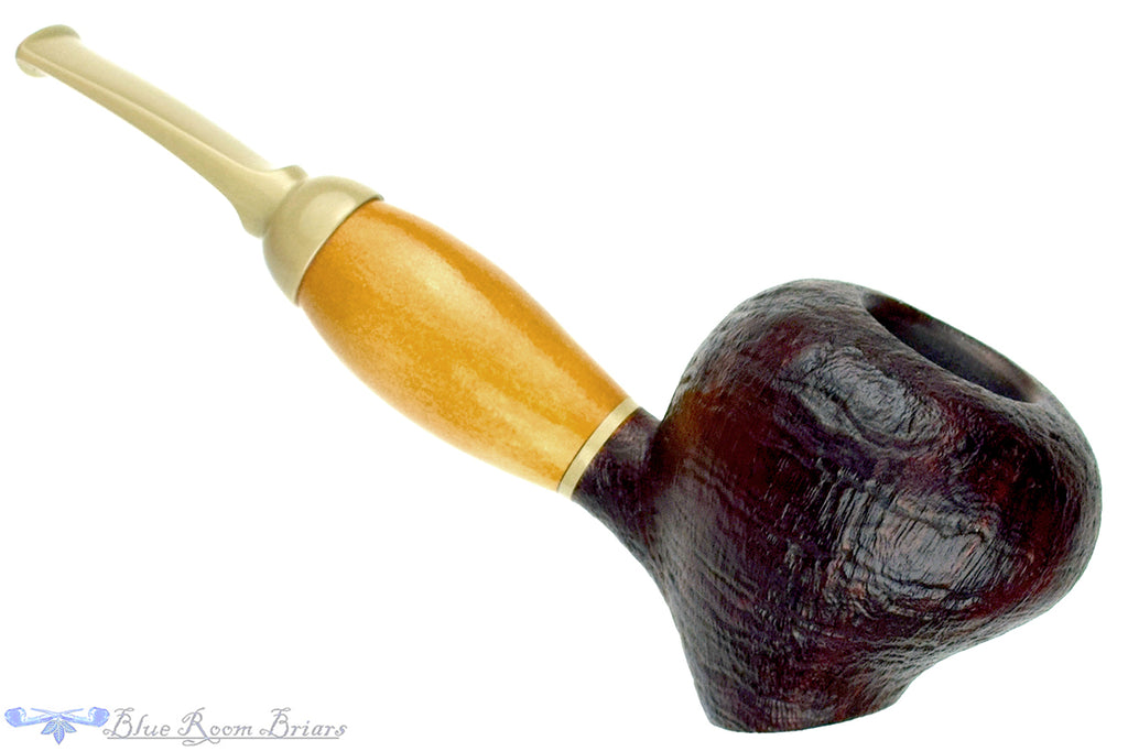 Blue Room Briars is proud to present this Marek Cikl Pipe Bent Sandblast Strawberry Sitter with Calabash Gourd Shank