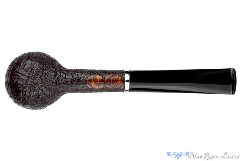 Blue Room Briars is proud to present this Yosef Zehnder Pipe Sandblast Billiard with Silver