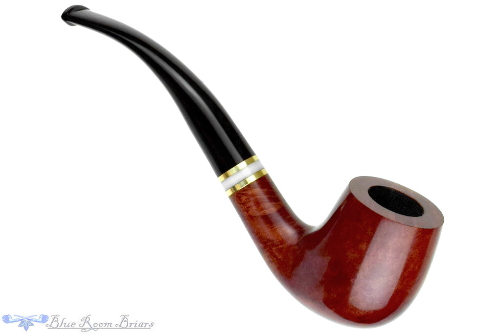Blue Room Briars is proud to present this Eton 535 Bent Billiard with Brass and Acrylic UNSMOKED Estate Pipe