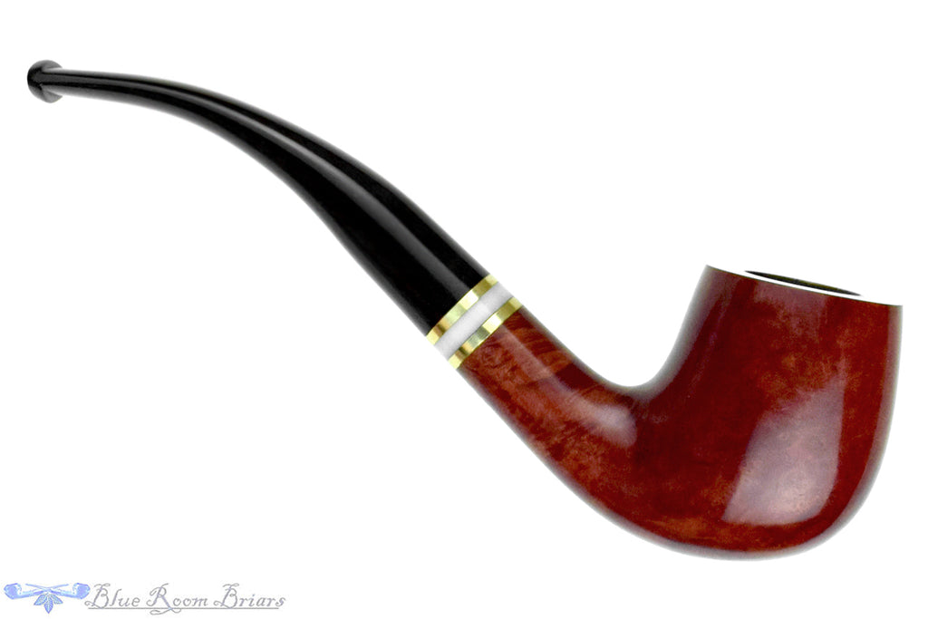 Blue Room Briars is proud to present this Eton 535 Bent Billiard with Brass and Acrylic UNSMOKED Estate Pipe