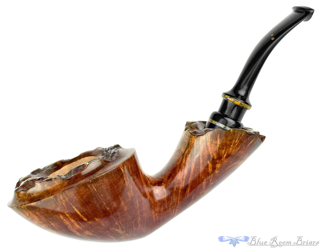 Joseph Skoda Pipe Large Bent Freehand with Stone and Plateaux