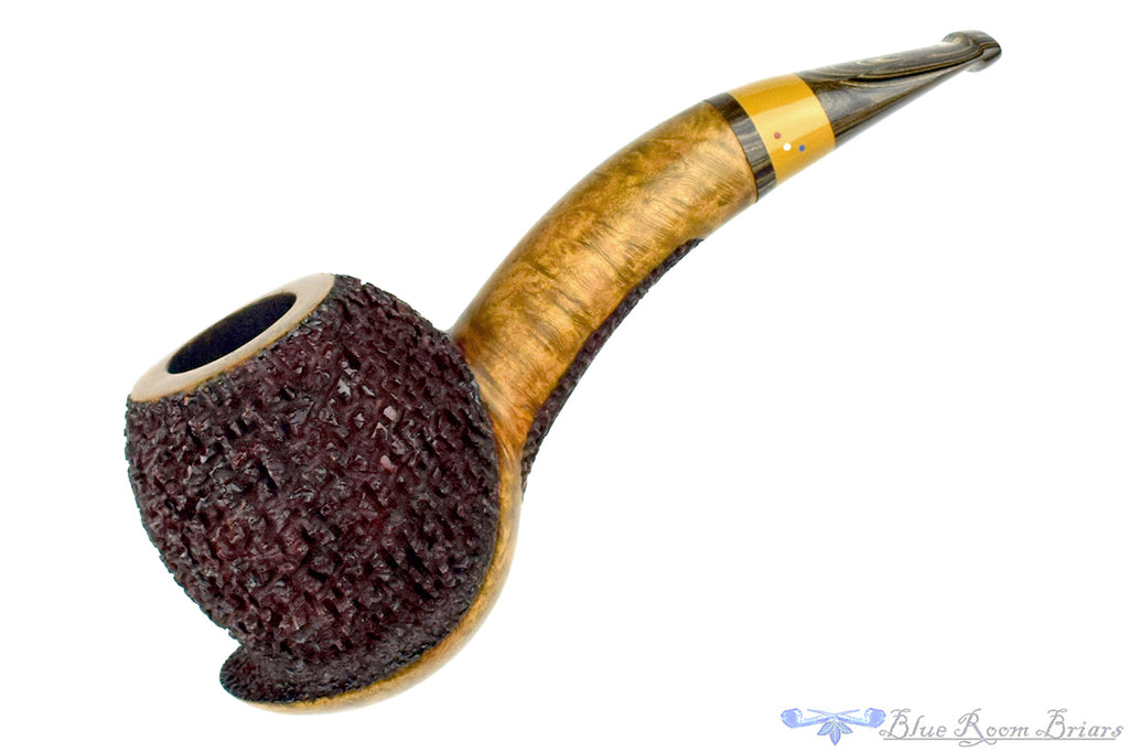 Dr. Bob Pipe Partial Rusticated Hawkbill and Saucer with Brindle and Ebonite