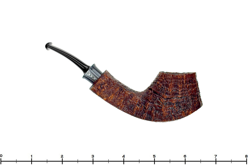 Blue Room Briars is proud to present this Bill Shalosky Pipe 819 Bent Contrast Blast Volcano with Fordite