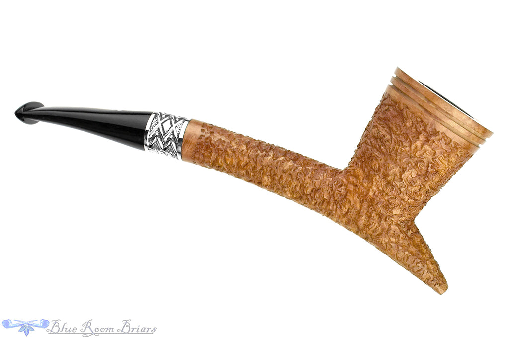 Blue Room Briars is proud to present this Ser Jacopo Calumet Spongia Rusticated with Silver Estate Pipe