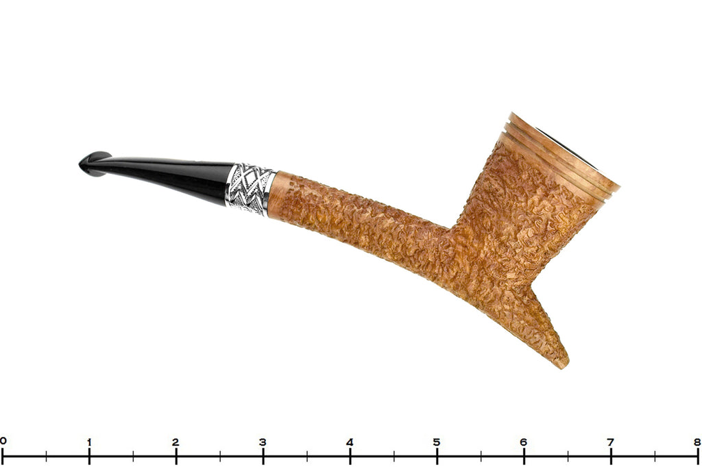 Blue Room Briars is proud to present this Ser Jacopo Calumet Spongia Rusticated with Silver Estate Pipe