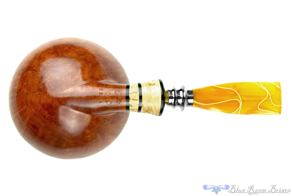 Blue Room Briars is proud to present this Joseph Skoda Saucer with Burl and Silver UNSMOKED Estate Pipe