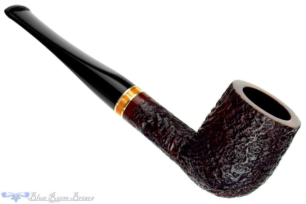 Blue Room Briar is proud to present this Alpha Nobility Sandblast Billiard (6mm Filter) with Acrylic and Brass Estate Pipe