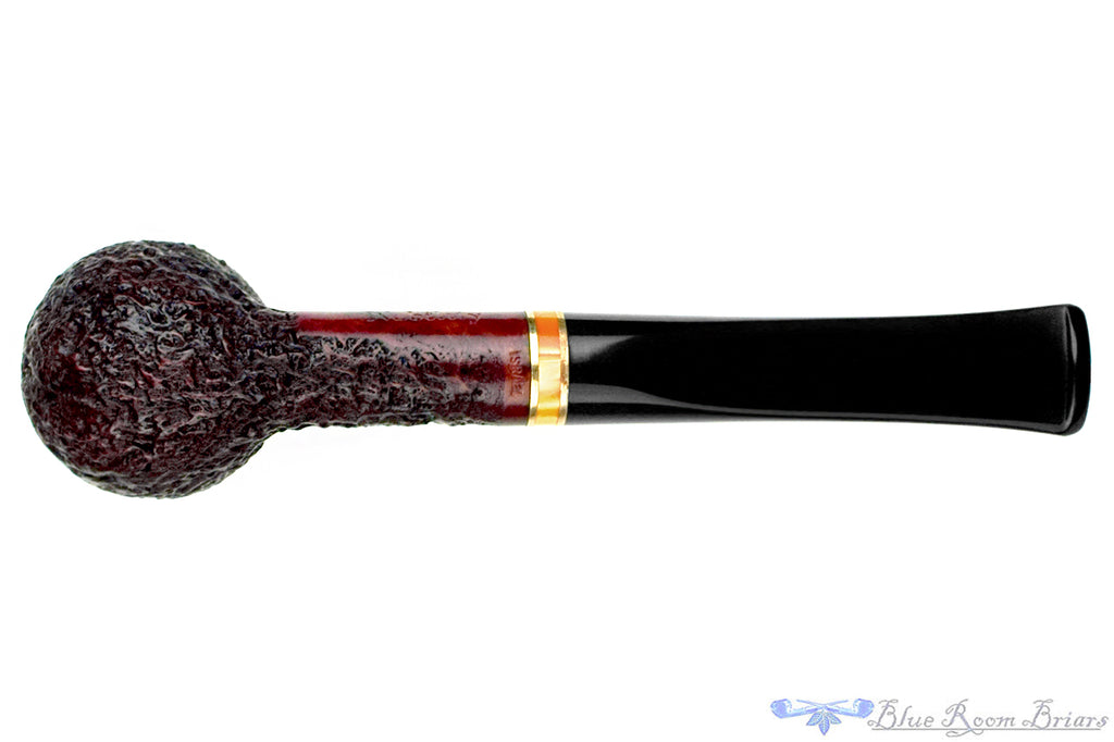 Blue Room Briar is proud to present this Alpha Nobility Sandblast Billiard (6mm Filter) with Acrylic and Brass Estate Pipe