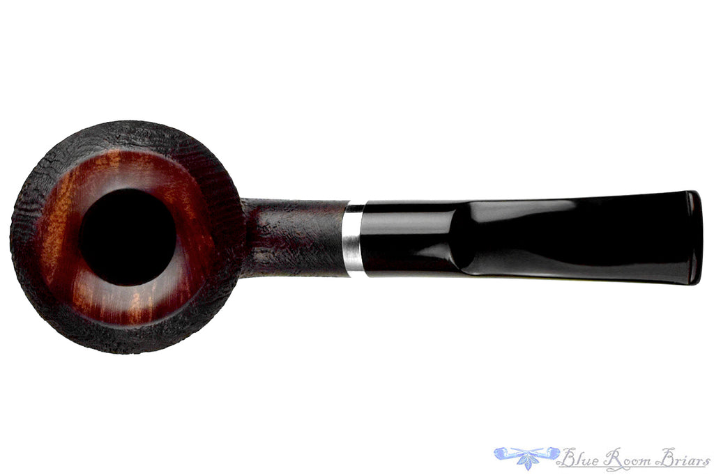 Blue Room Briars is proud to present this Molina Sandblast Bent Rhodesian (9mm Filter) with Nickel Estate Pipe