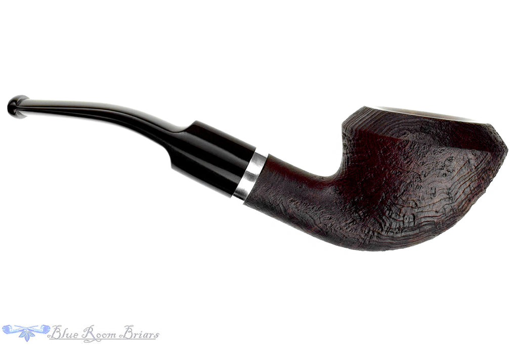Blue Room Briars is proud to present this Molina Sandblast Bent Rhodesian (9mm Filter) with Nickel Estate Pipe