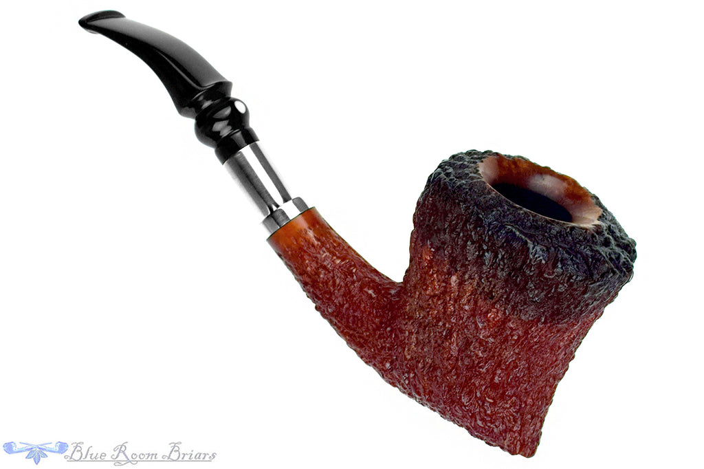 Blue Room Briar is proud to present this Mauro Armellini Very Large Bent Rusticated Fumed Freehand with Silver Estate