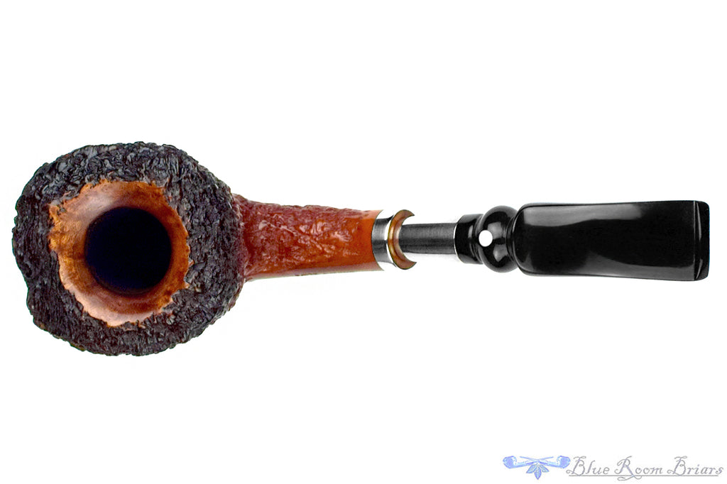 Blue Room Briar is proud to present this Mauro Armellini Very Large Bent Rusticated Fumed Freehand with Silver Estate