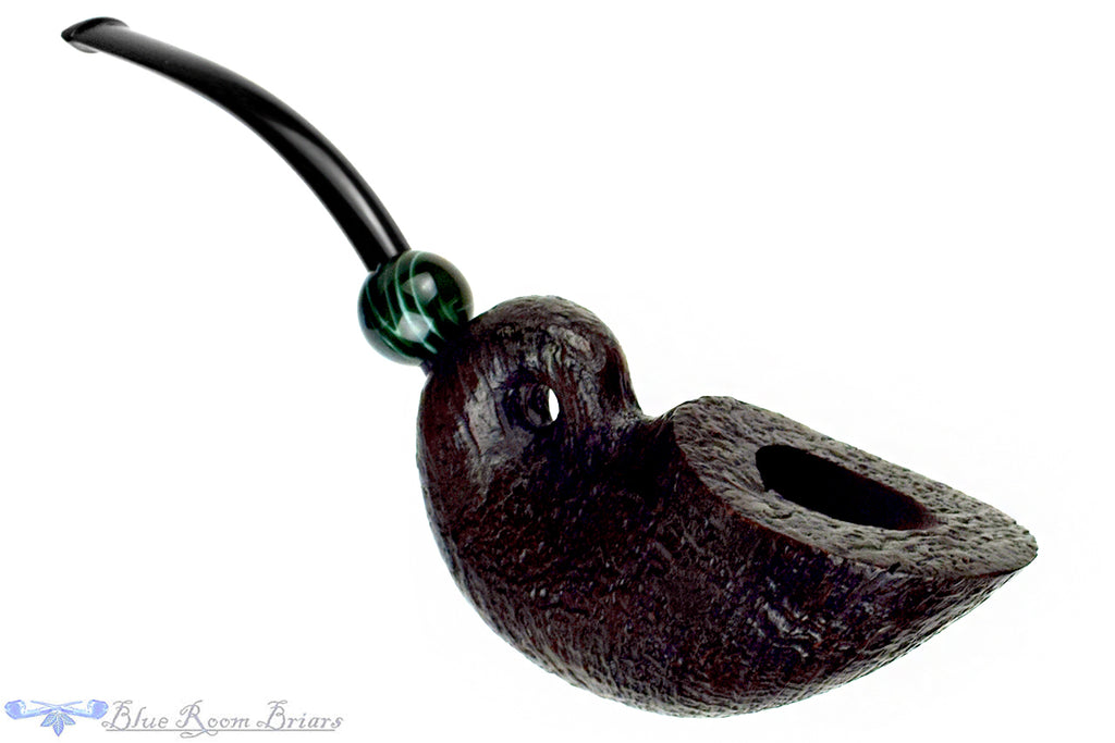 Blue Room Briar is proud to present this HS Studio Bent Sandblast Nautilus with Acrylic Estate Pipe