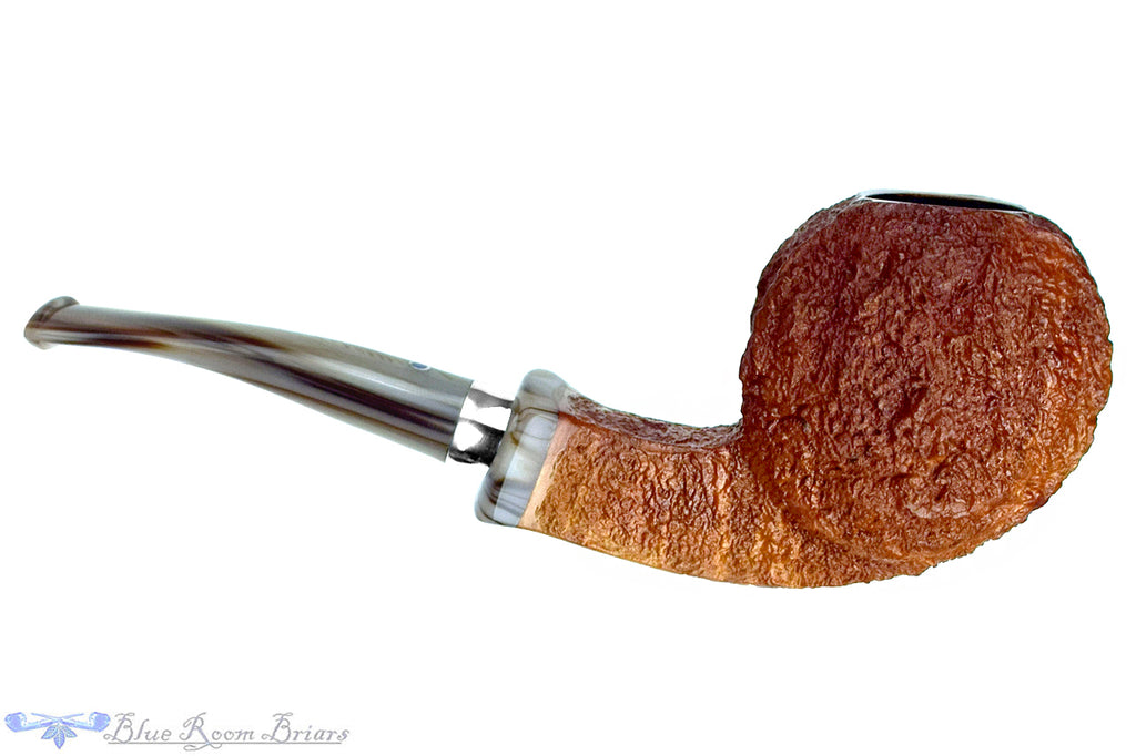 Blue Room Briar is proud to present this Ardor Urano Fantasy Bent Rusticated Blowfish with Silver and Acrylic Estate Pipe