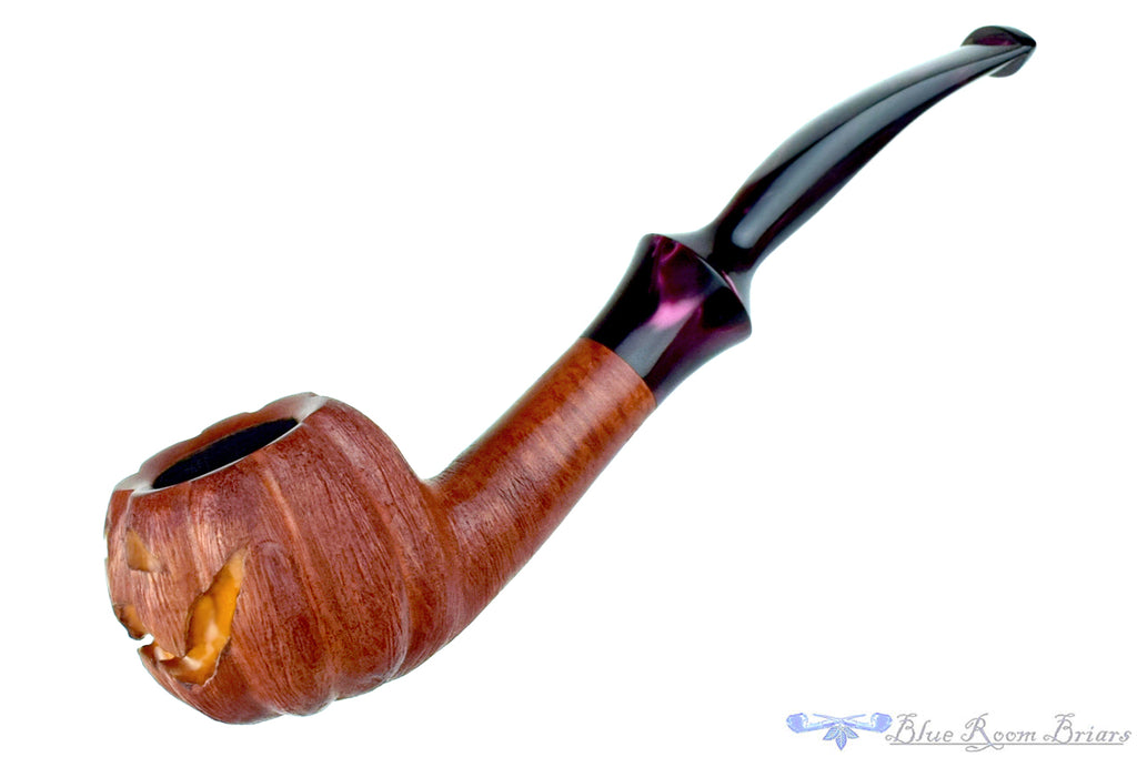 Blue Room Briars Pipe 2025 Halloween Bent Carved Glow in the Dark Jack-O'-Lantern