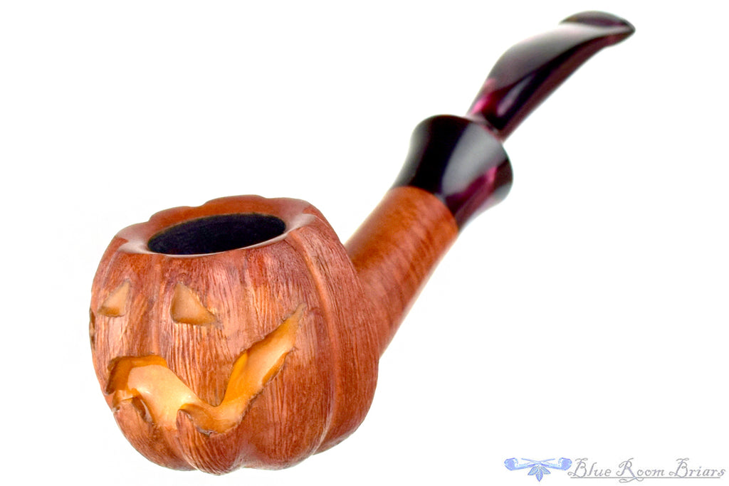 Blue Room Briars Pipe 2025 Halloween Bent Carved Glow in the Dark Jack-O'-Lantern