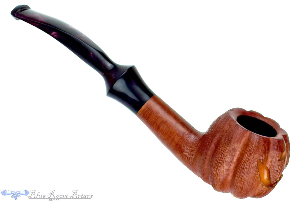 Blue Room Briars Pipe 2025 Halloween Bent Carved Glow in the Dark Jack-O'-Lantern