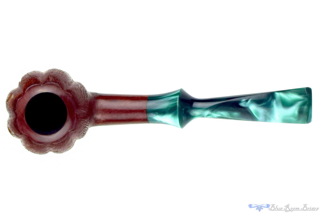 Blue Room Briars is proud to present this Blue Room Briars Pipe 2025 Halloween Bent Carved Glow in the Dark Jack-O'-Lantern