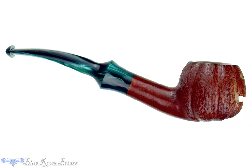 Blue Room Briars is proud to present this Blue Room Briars Pipe 2025 Halloween Bent Carved Glow in the Dark Jack-O'-Lantern