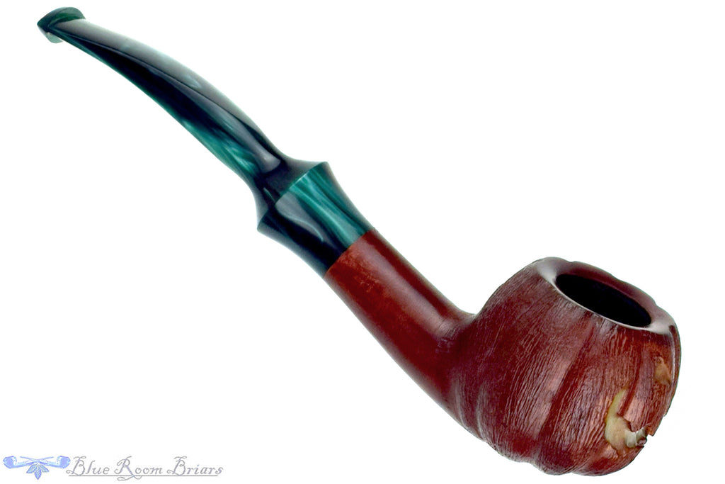 Blue Room Briars is proud to present this Blue Room Briars Pipe 2025 Halloween Bent Carved Glow in the Dark Jack-O'-Lantern