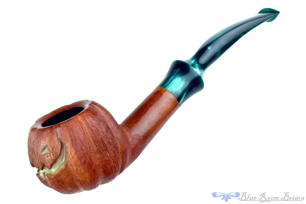 Blue Room Briars Pipe 2025 Halloween Bent Carved Glow in the Dark Jack-O'-Lantern