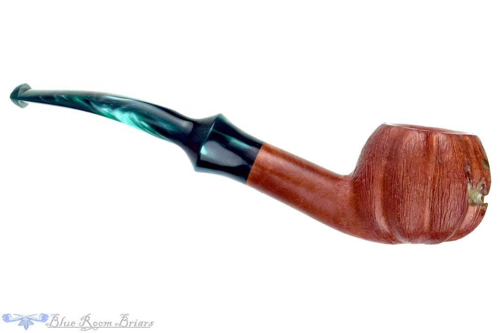 Blue Room Briars is proud to present this Blue Room Briars Pipe 2025 Halloween Bent Carved Glow in the Dark Jack-O'-Lantern