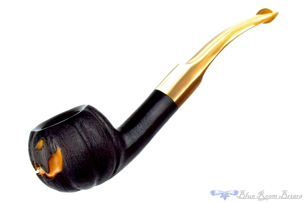Blue Room Briars Pipe 2025 Halloween Bent Carved Glow in the Dark Jack-O'-Lantern