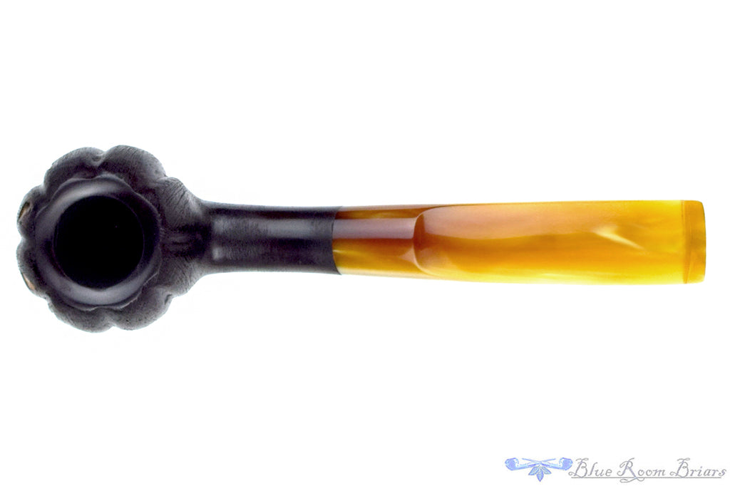 Blue Room Briars is proud to present this Blue Room Briars Pipe 2025 Halloween Bent Carved Glow in the Dark Jack-O'-Lantern