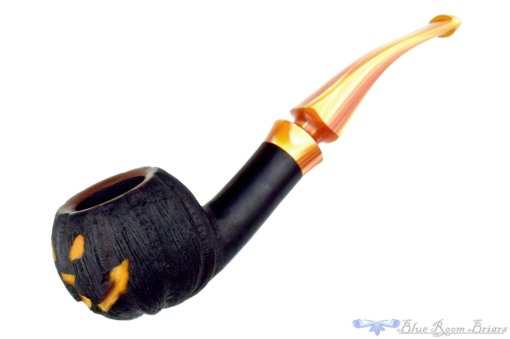 Blue Room Briars Pipe 2025 Halloween Bent Carved Glow in the Dark Jack-O'-Lantern