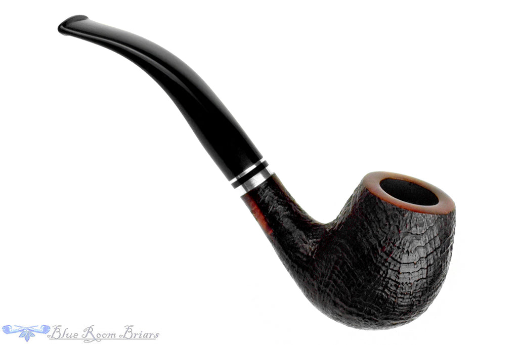 Blue Room Briars is proud to present this Stanwell Trio 83 Bent Sandblast Billiard with Nickel UNSMOKED Estate Pipe