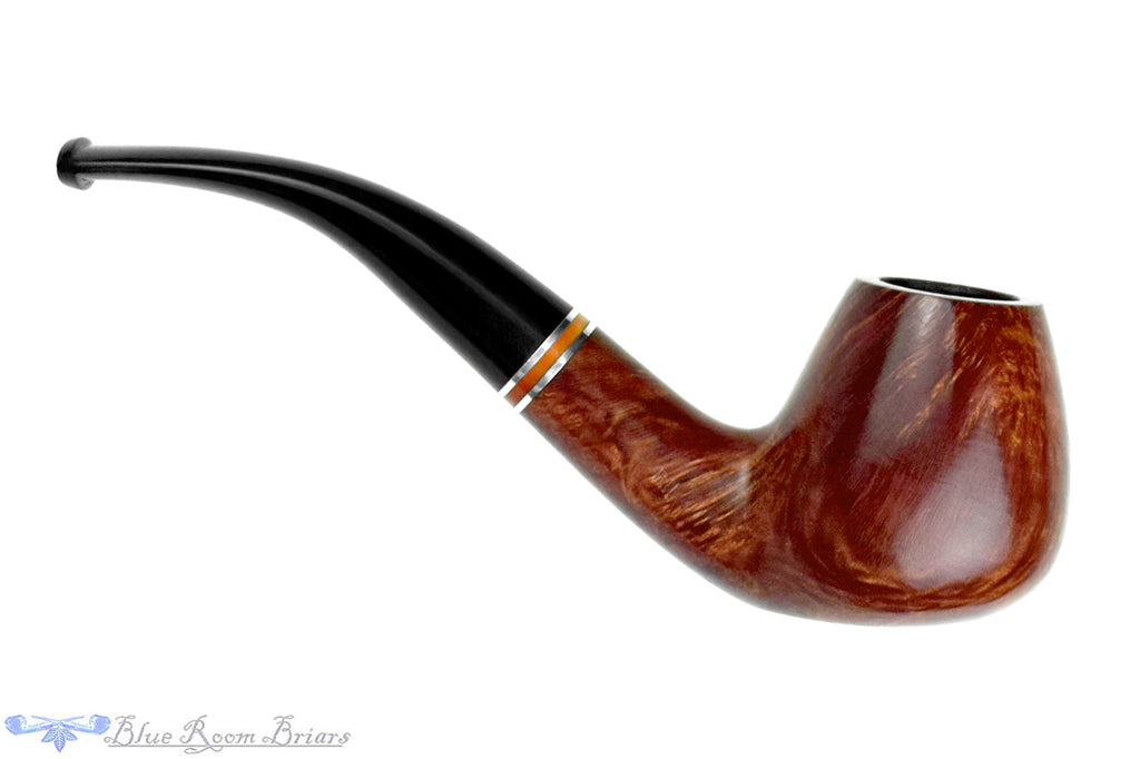 Blue Room Briars is proud to present this Peterson Dalkey B11 Bent Brandy with Nickel and Acrylic Sitter UNSMOKED Estate Pipe